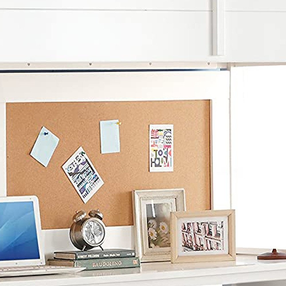 83" X 45" X 74" Twin White Poplar Wood Loft Bed With Desk