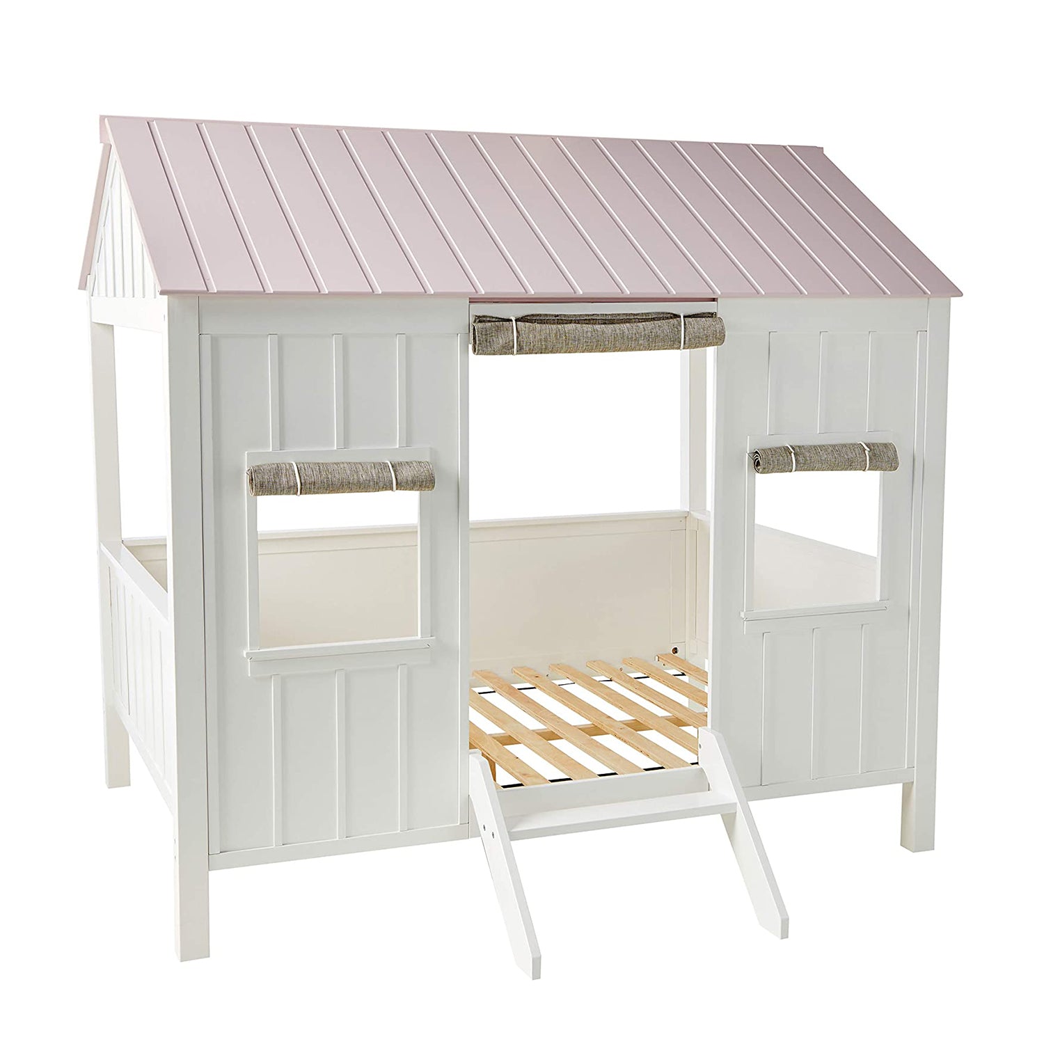 84" X 59" X 77" Weathered White And Washed Gray Cottage Full Bed
