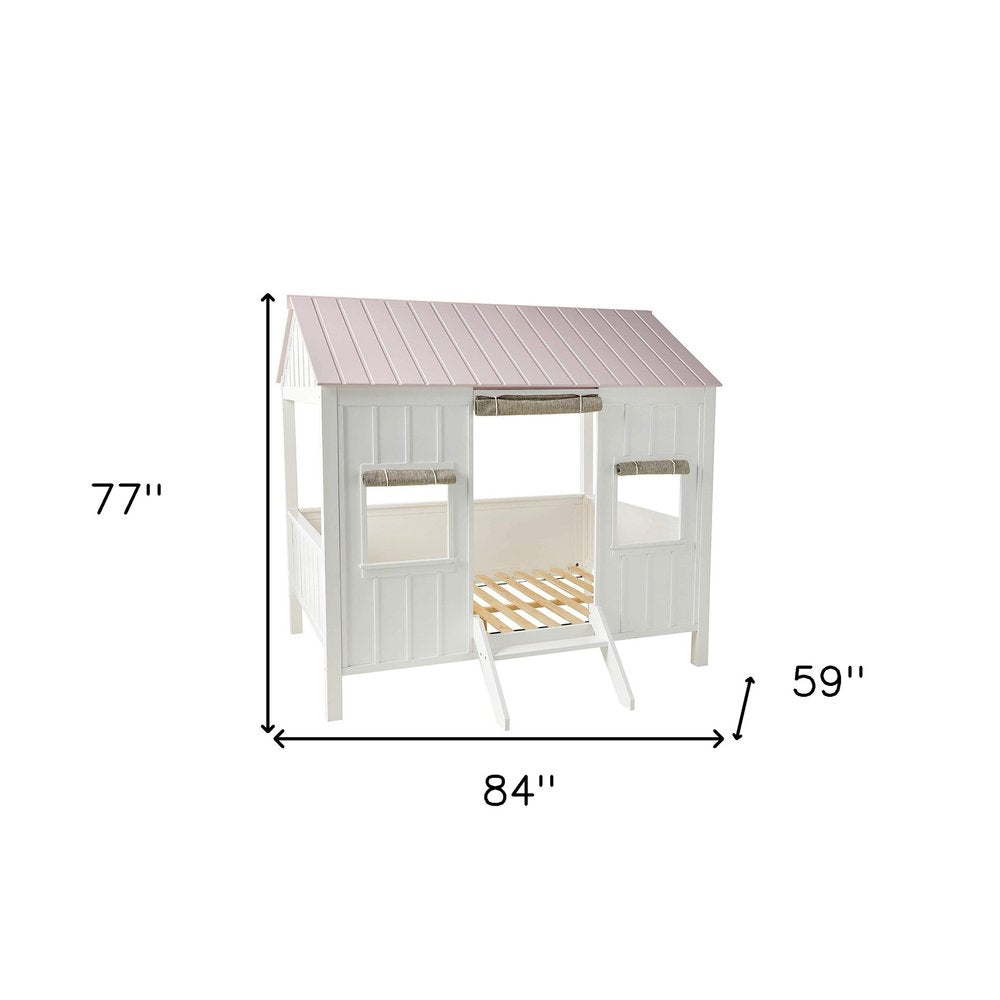 White Solid Wood Full House Bed