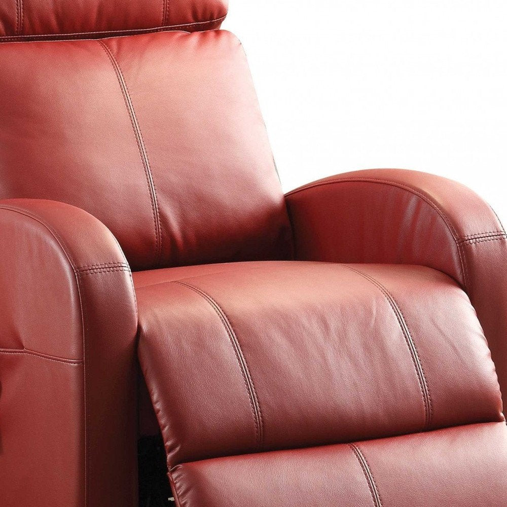 28" Red Tufted Faux Leather Power Lift Assist Recliner