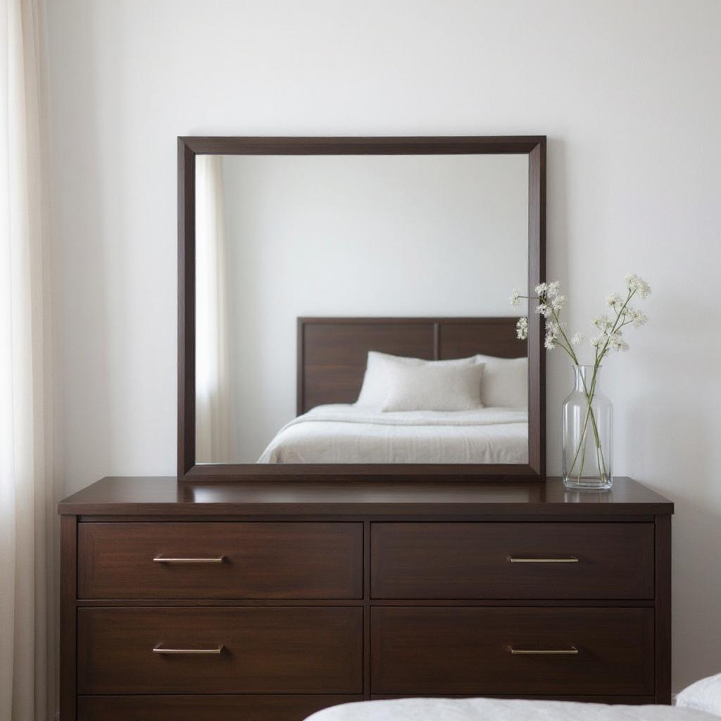35" Espresso Wood Mounted Dresser Mirror