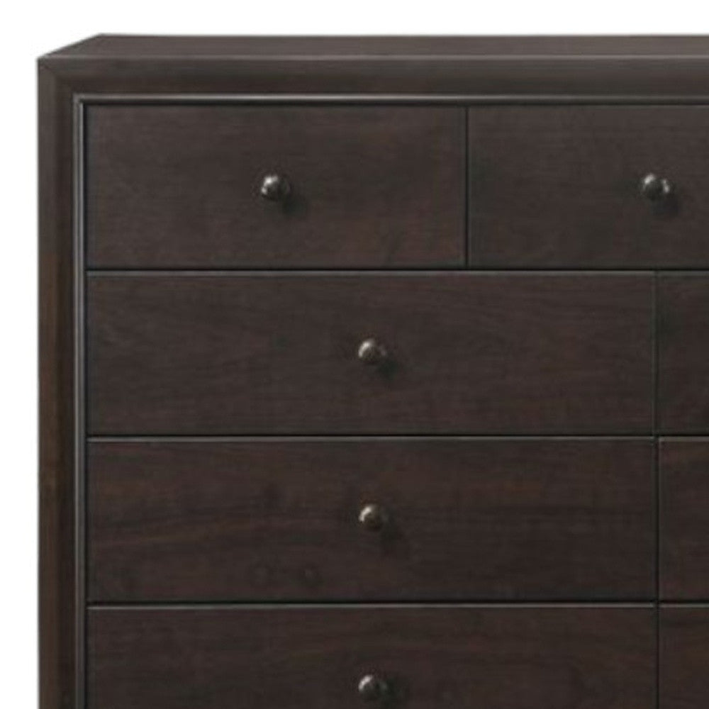 57" Espresso Wood Nine Drawer Double Dresser