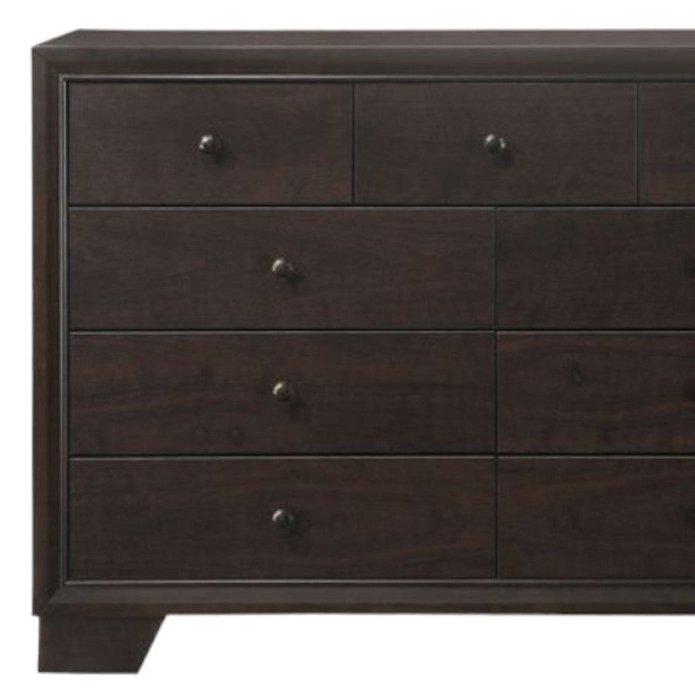 57" Espresso Wood Nine Drawer Double Dresser