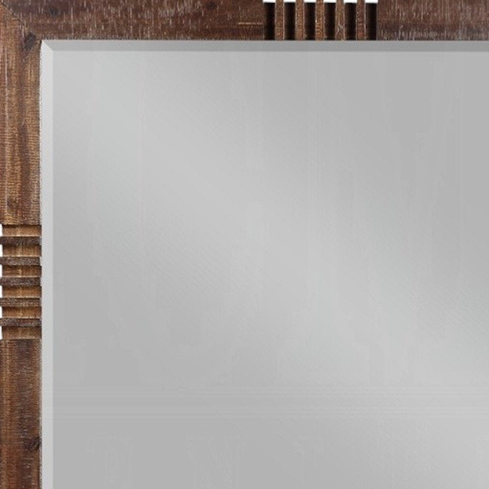 Reclaimed Oak Finish Rectangular Mirror