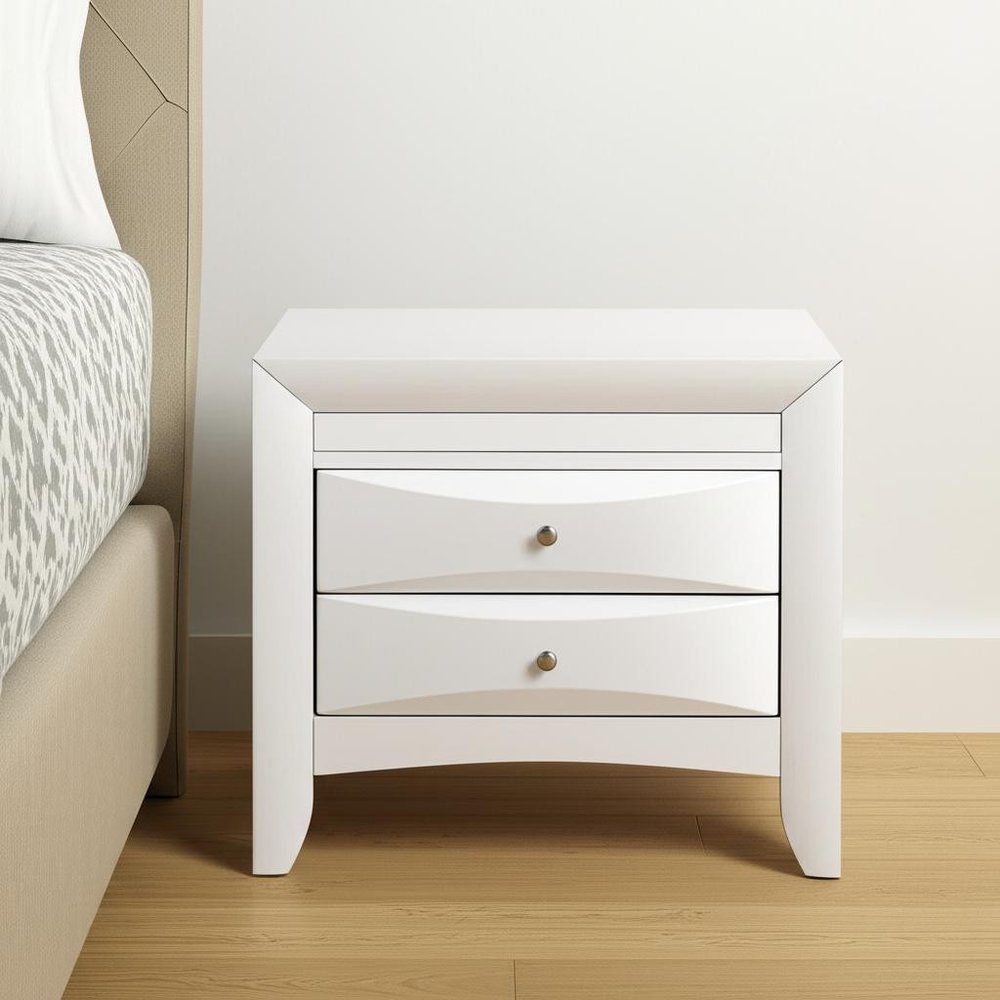 25" Espresso Three Drawers Solid Wood Nightstand