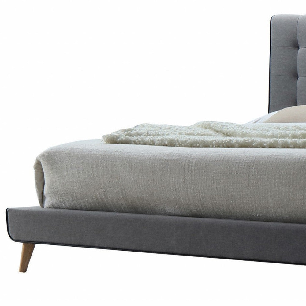 King Tufted Gray And Light Gray Upholstered Linen Bed