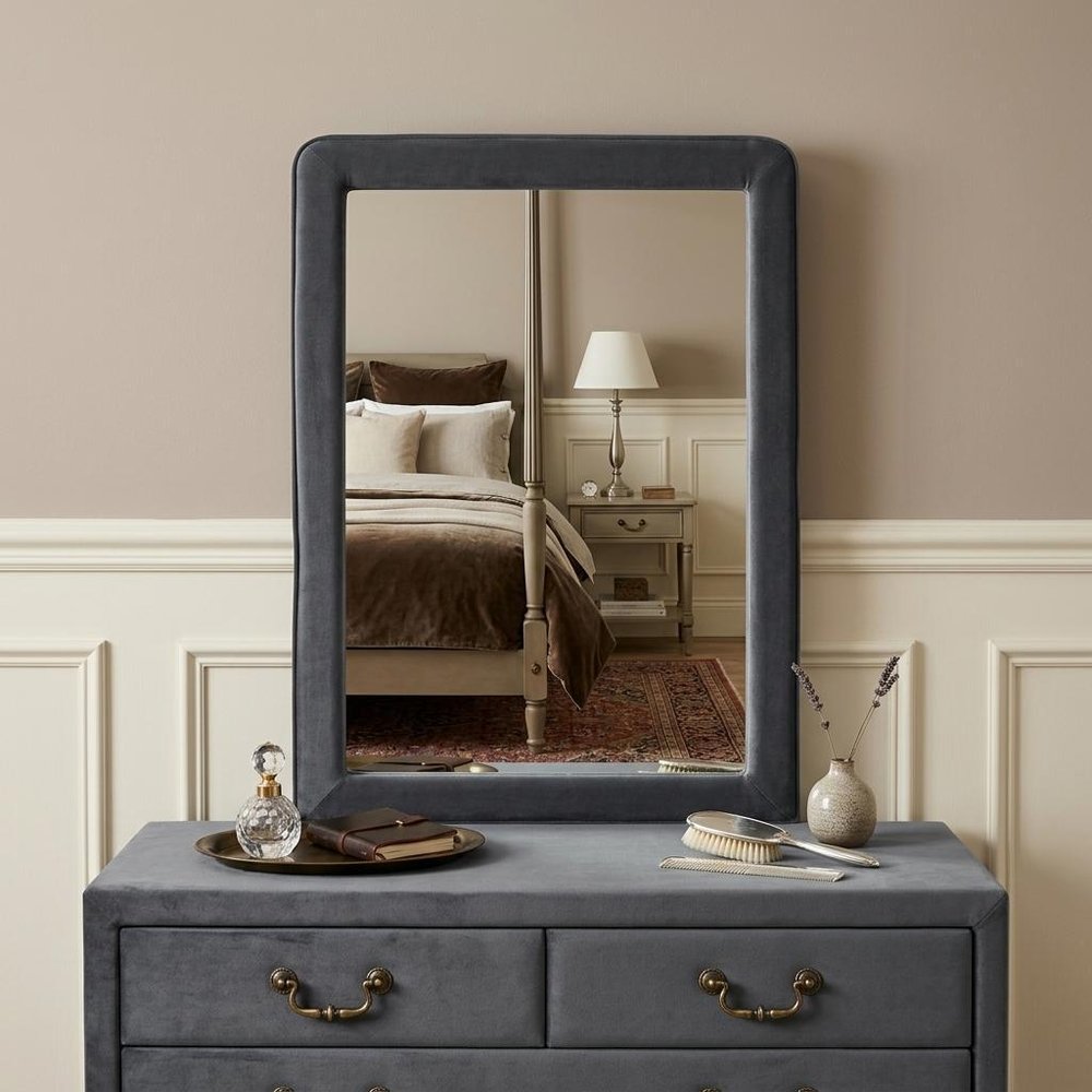 36" Light Gray Framed Mirror