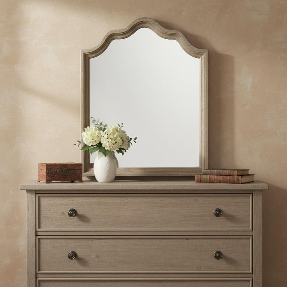 40" Gray Solid Wood Arch Dresser Mount Framed Mirror