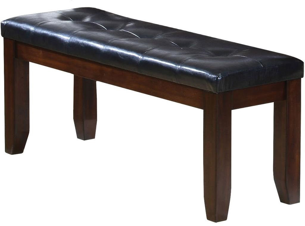 48" Black and Espresso Faux Leather Upholstered Bench