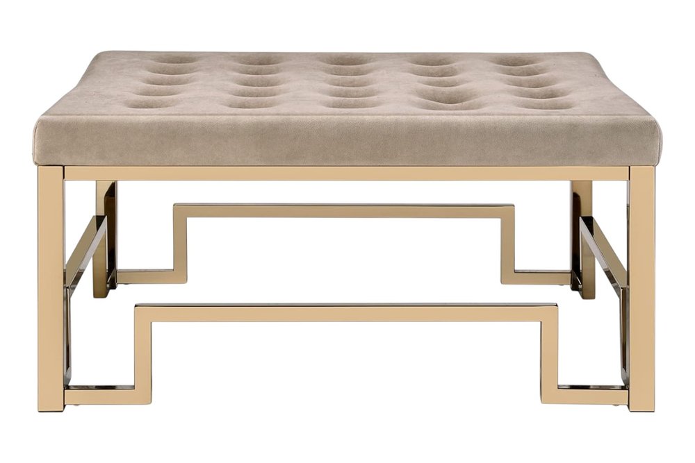 36" Champagne Polyester Tufted Cocktail Ottoman