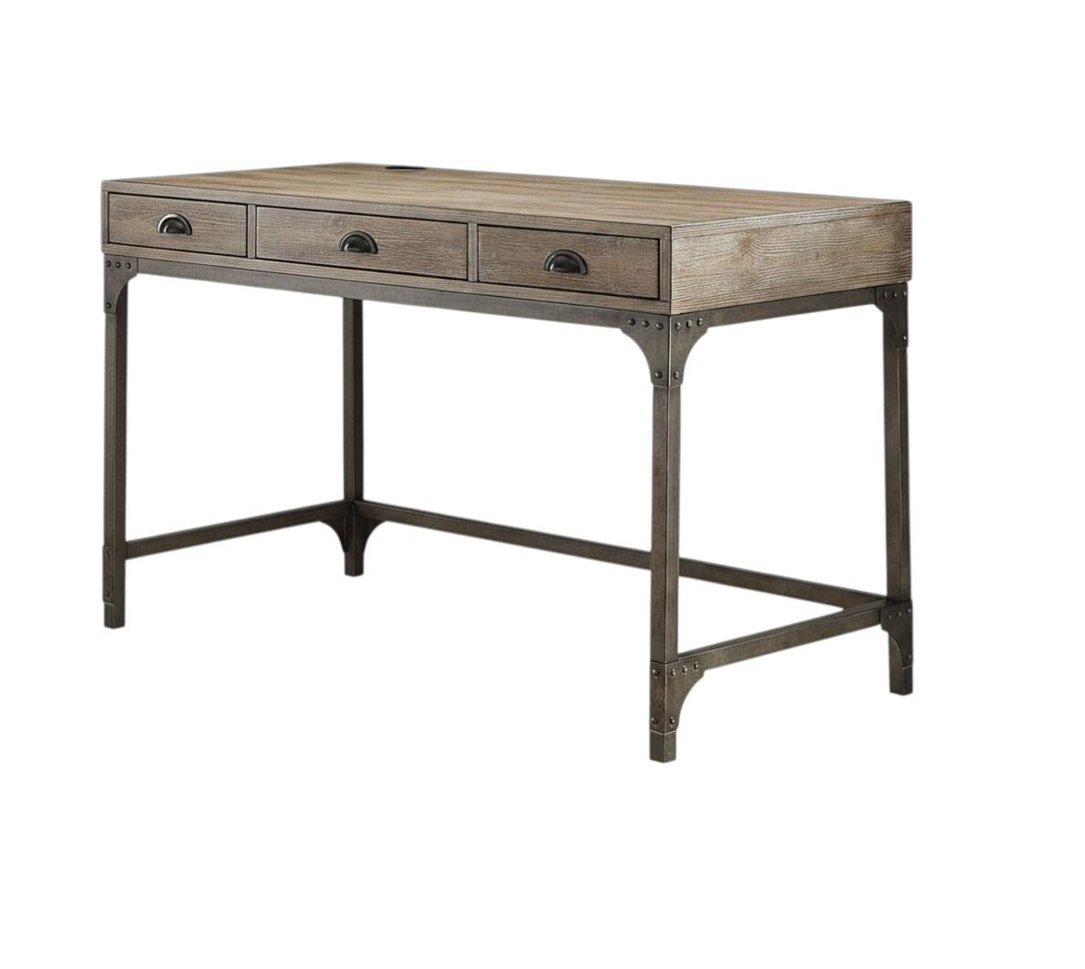 47" Natural and Gray Writing Desk With Three Drawers