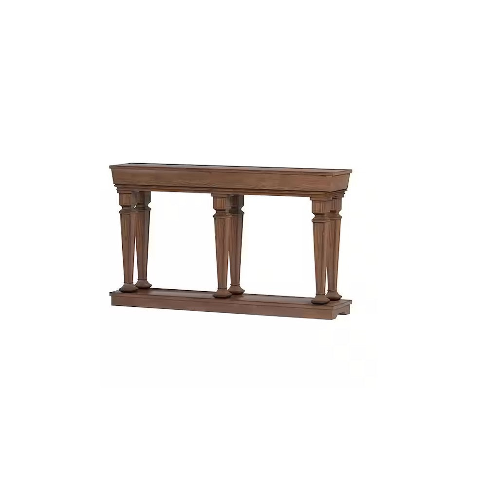 60" Brown Solid Wood Floor Shelf Console Table