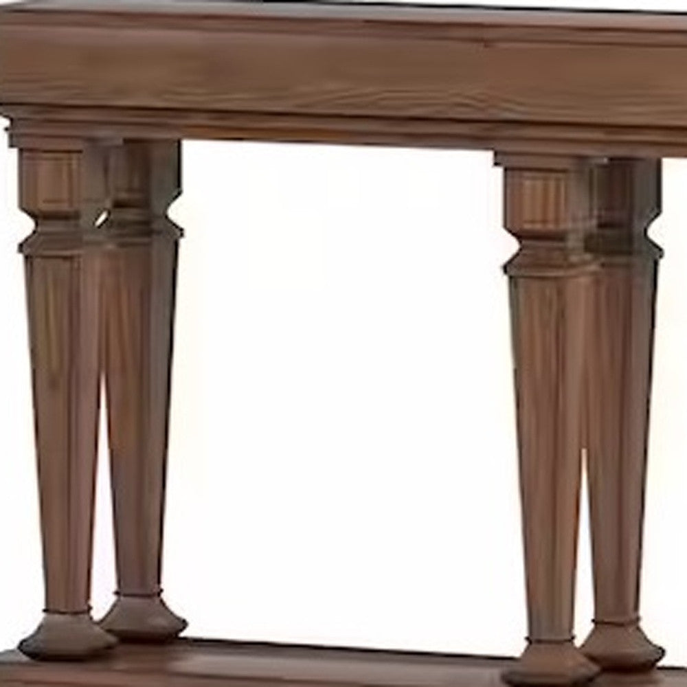 72" X 12" X 35" Oak Wood Console Table