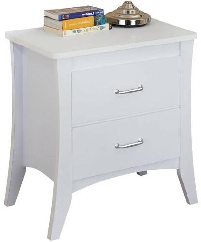 25" White Two Drawers Nightstand
