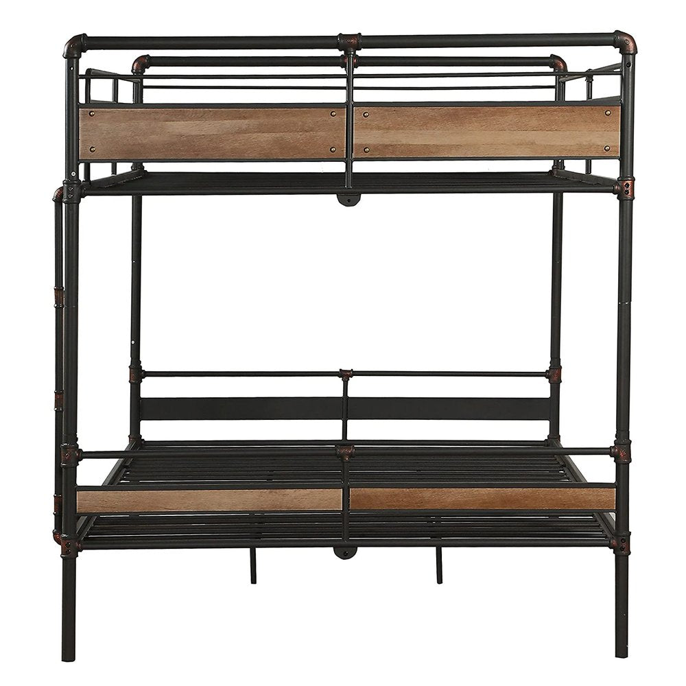 Black And Sand Full XL Over Queen Metal Bunk Bed