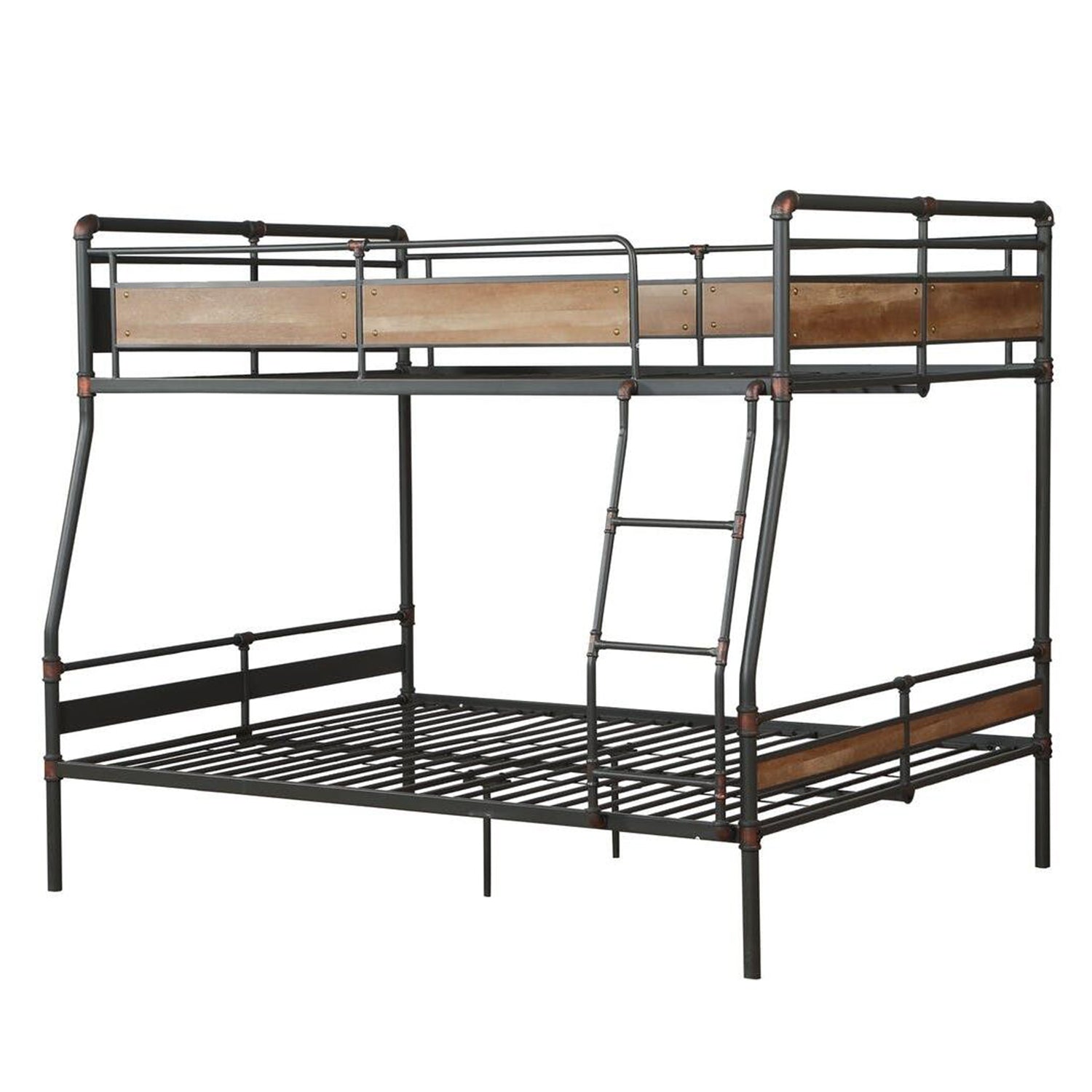 Dark Brown Full Industrial Metal Bunk Bed