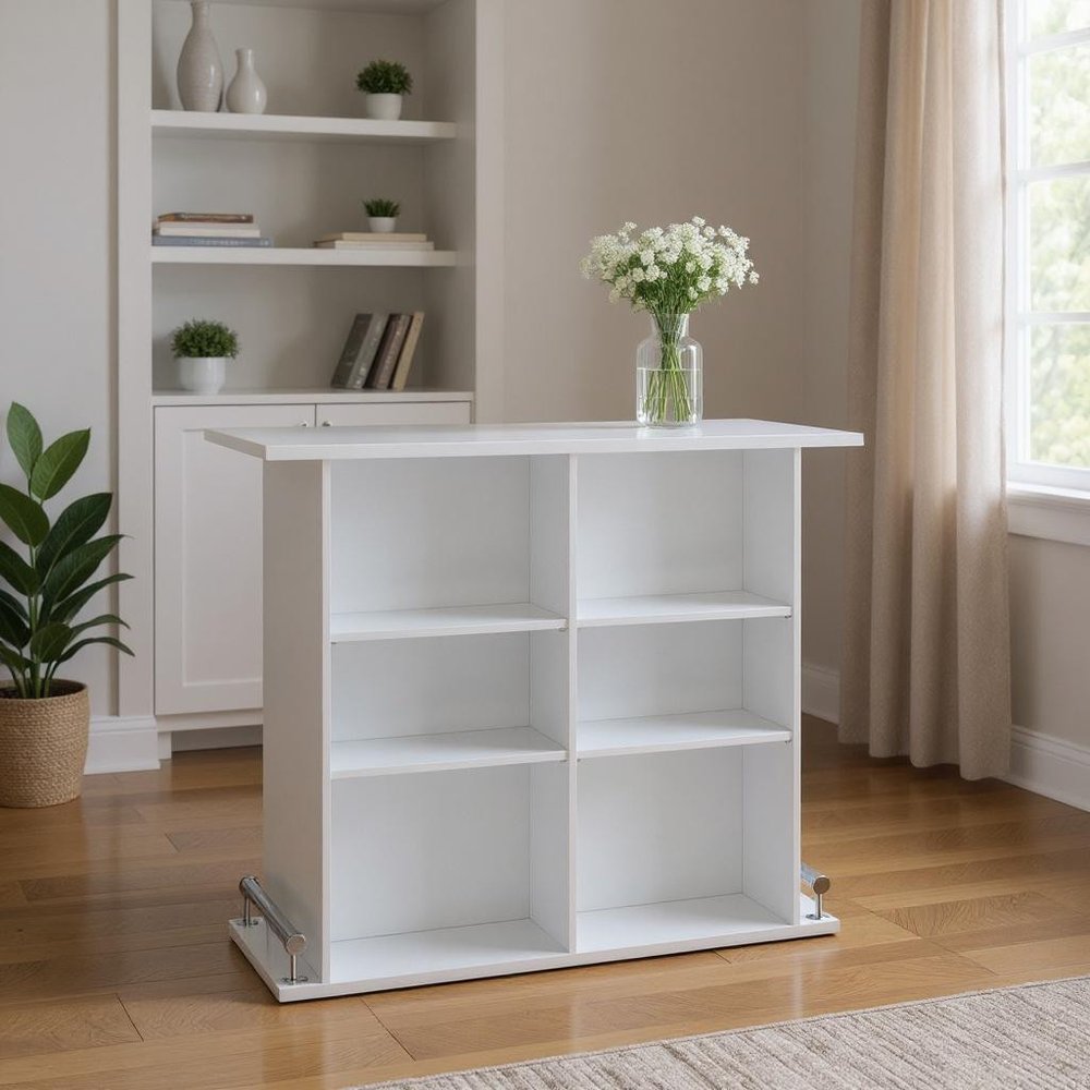 47" White Wood Rectangular Bar Table