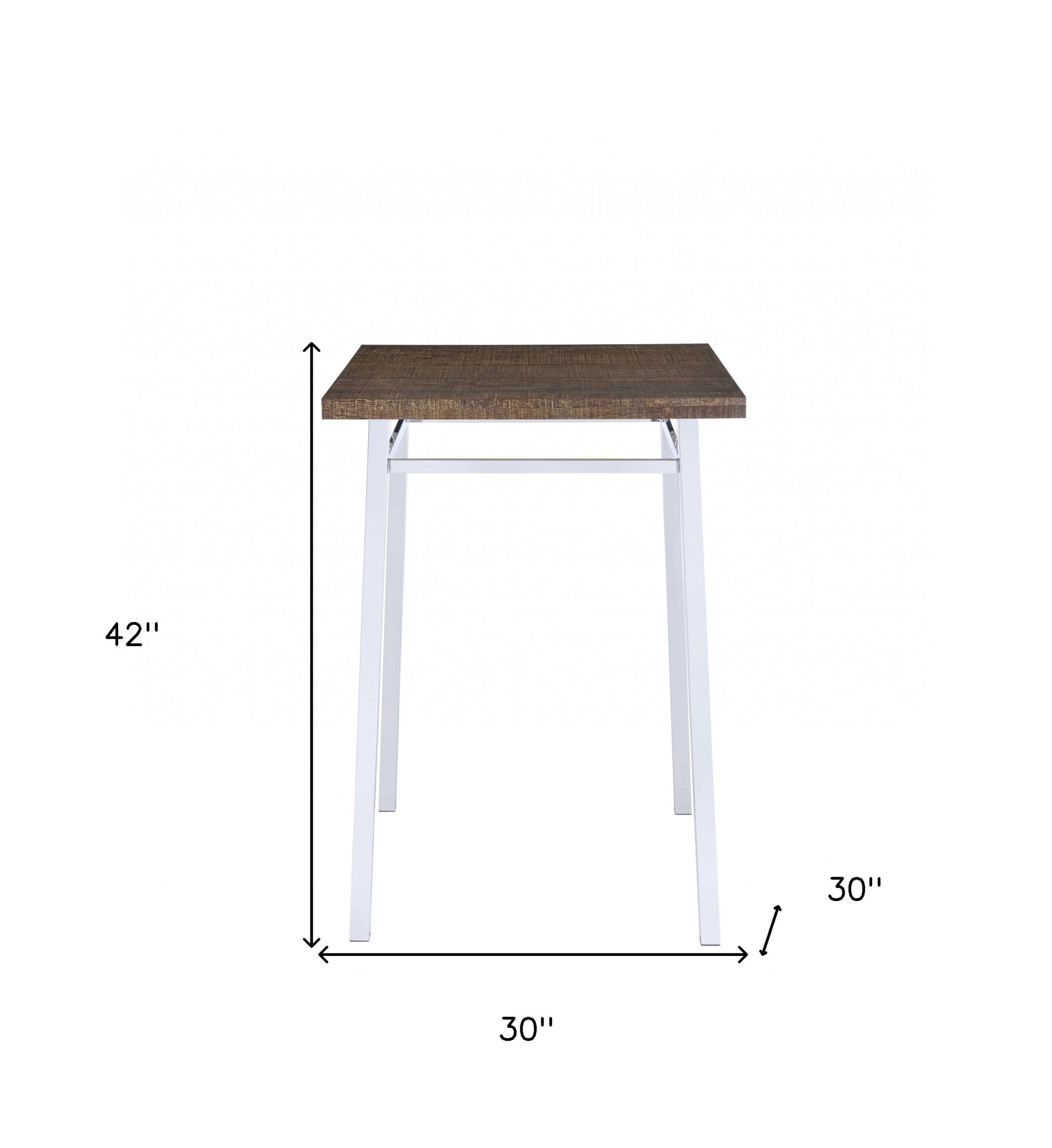 30" Brown And White Square Manufactured Wood Bar Table