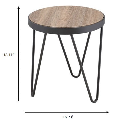 18" Black And Brown Solid Wood Round End Table