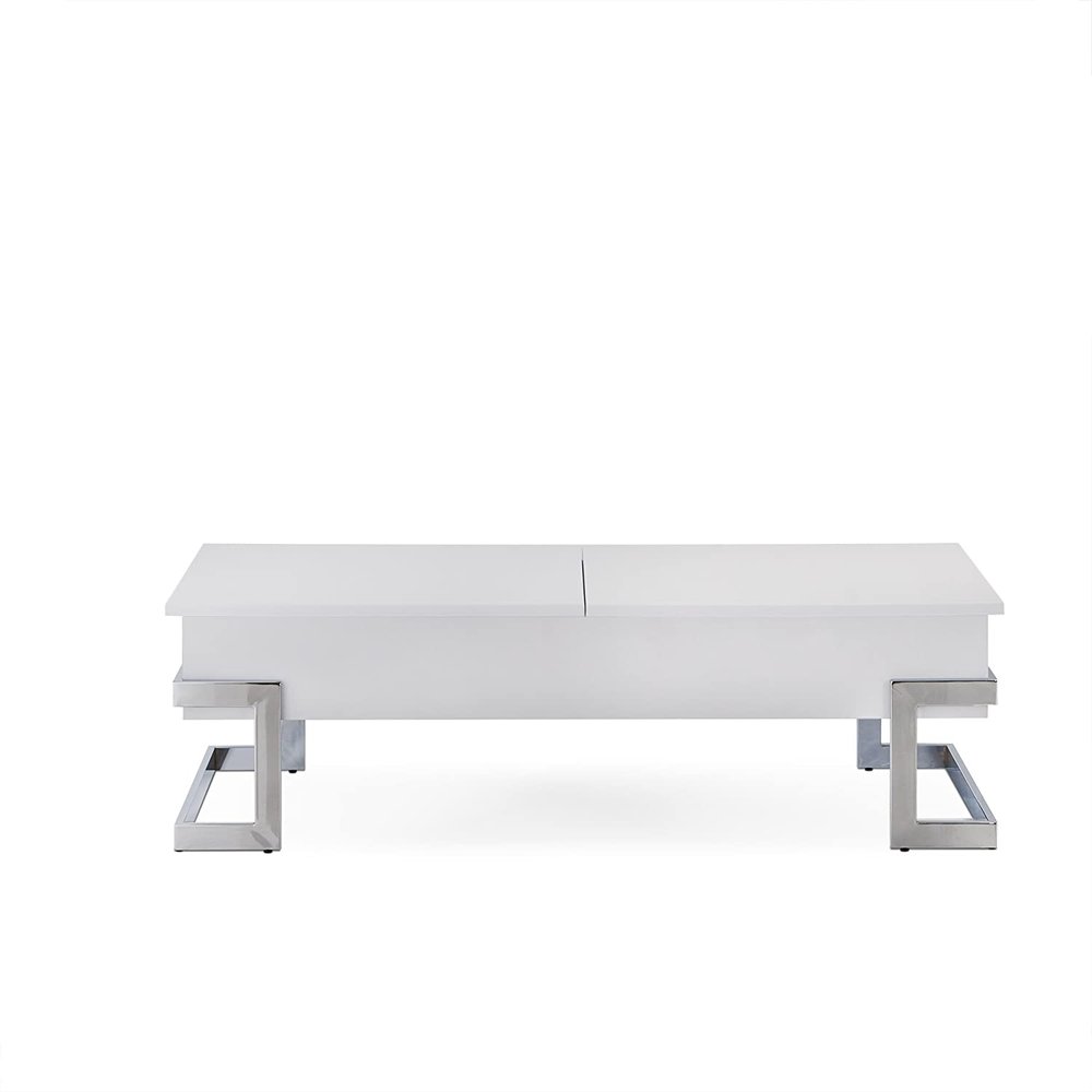 47" Black and Silver Wood And Iron Lift Top Sled Coffee Table