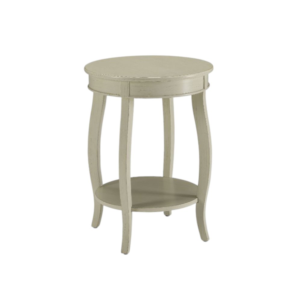 24" Red Wood Round End Table With Shelf