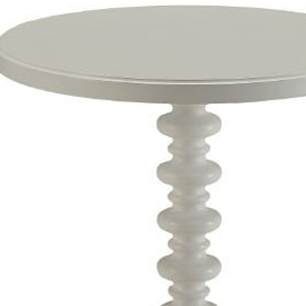 22" White Wood Round Curvy Pedestal End Table