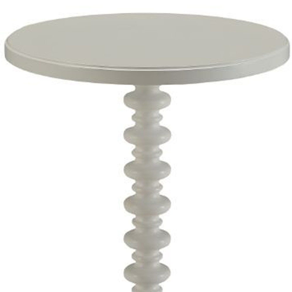 22" White Wood Round Curvy Pedestal End Table