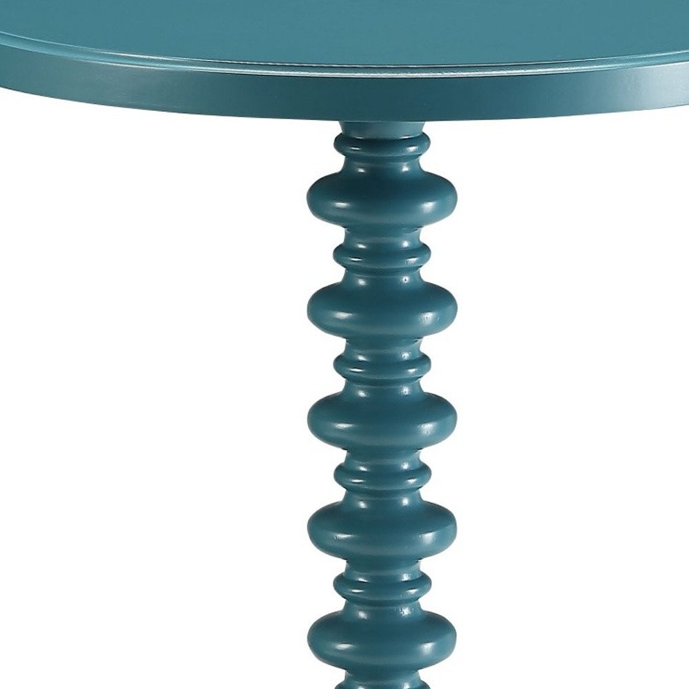 22" Black Solid Wood Round End Table