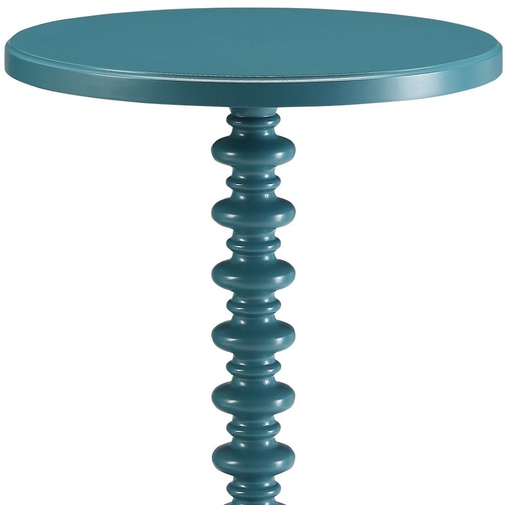 22" Black Solid Wood Round End Table