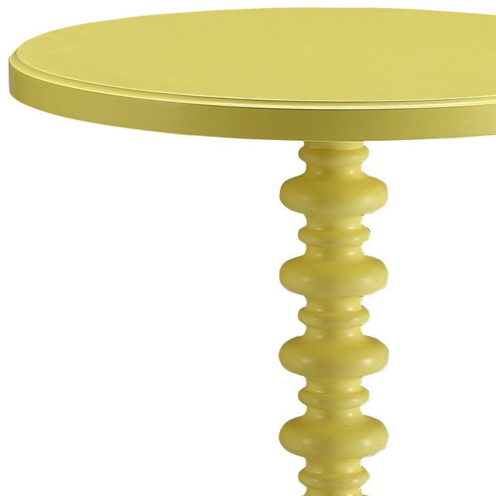 22" Black Solid Wood Round End Table