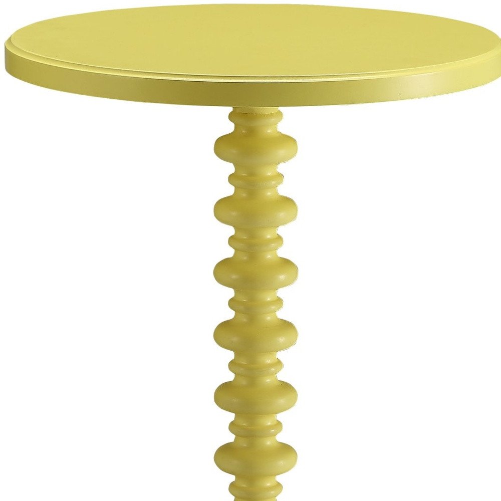 22" Black Solid Wood Round End Table
