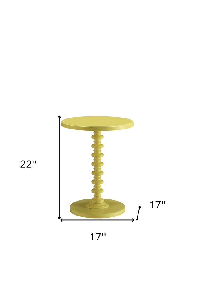 22" Black Solid Wood Round End Table