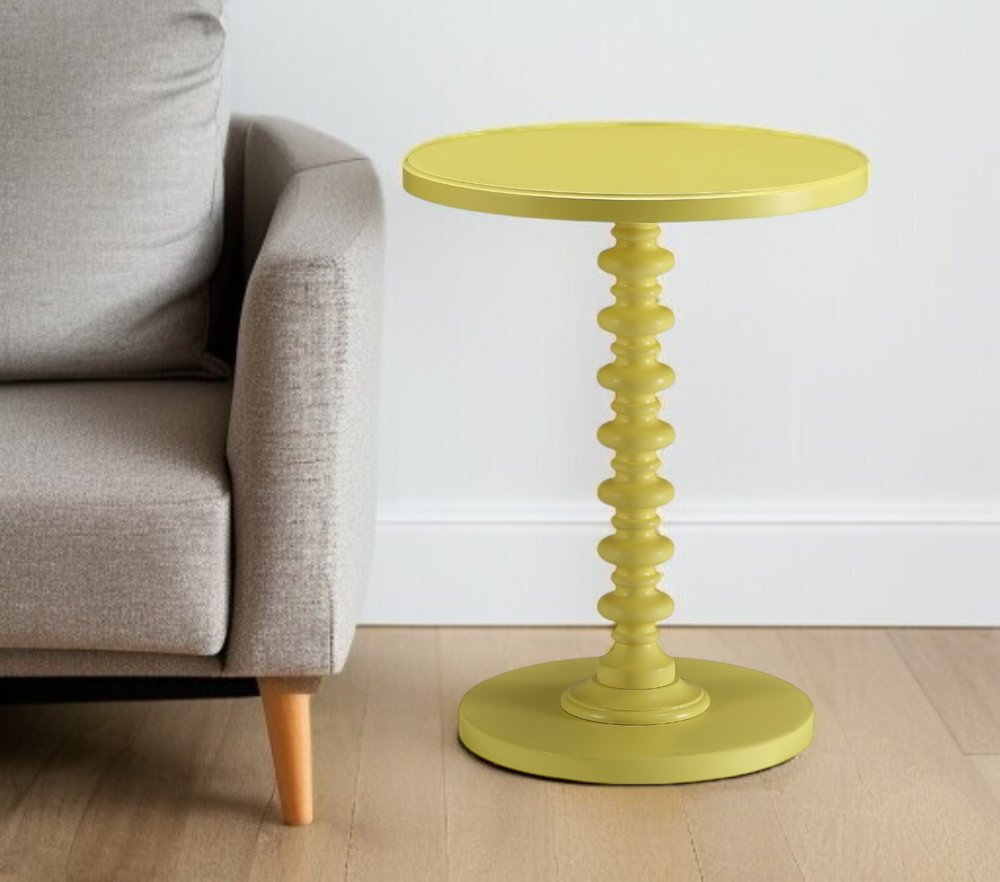22" Black Solid Wood Round End Table