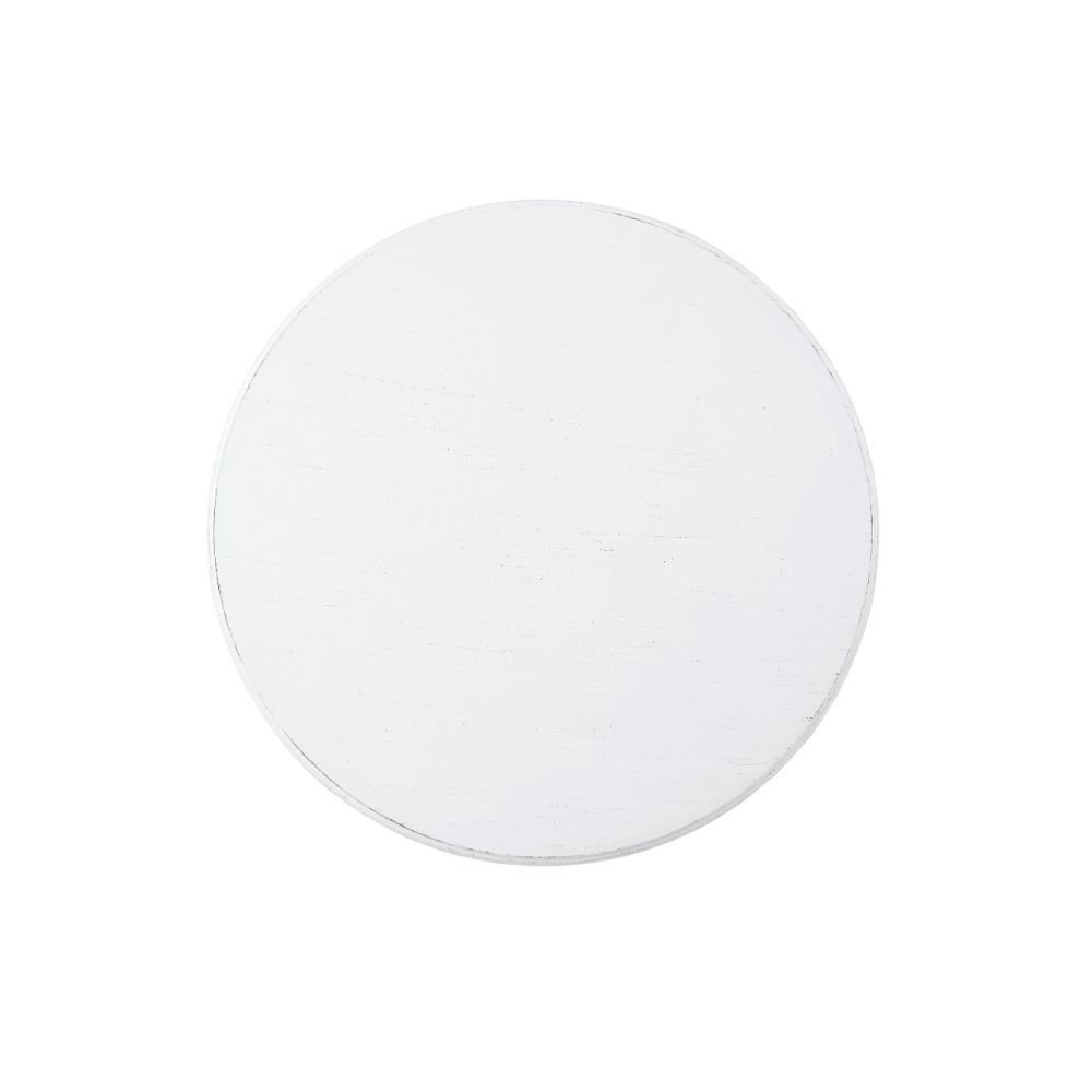 22" White Wood Round Pedestal End Table