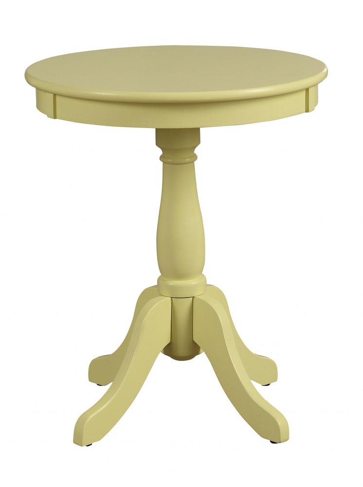 22" White Wood Round Pedestal End Table