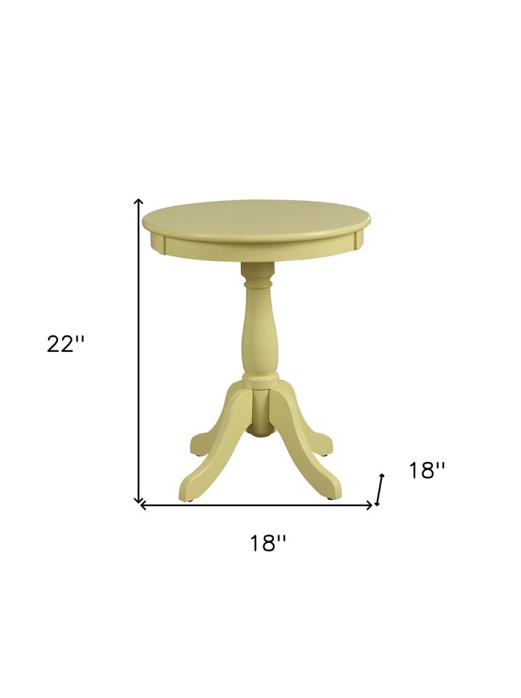 22" White Wood Round Pedestal End Table