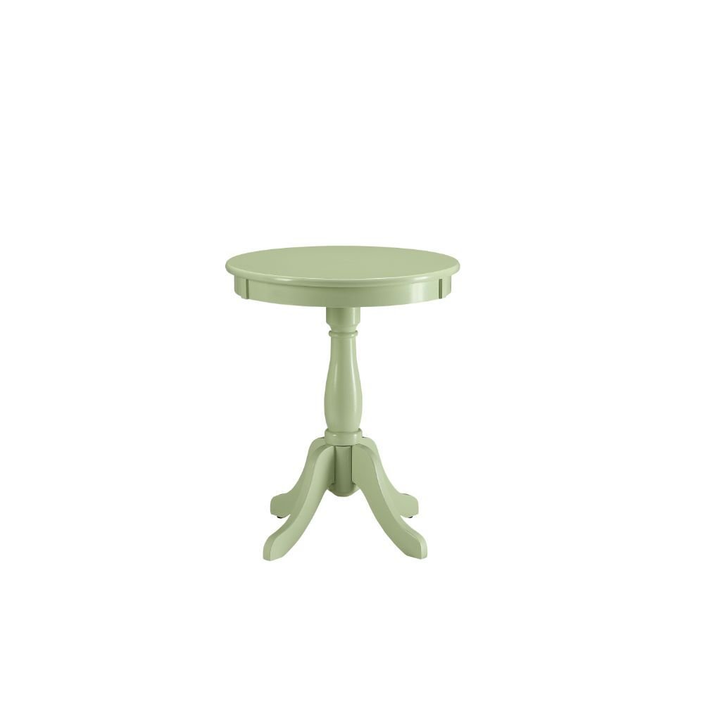 22" White Wood Round Pedestal End Table