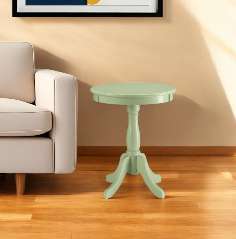 22" White Wood Round Pedestal End Table