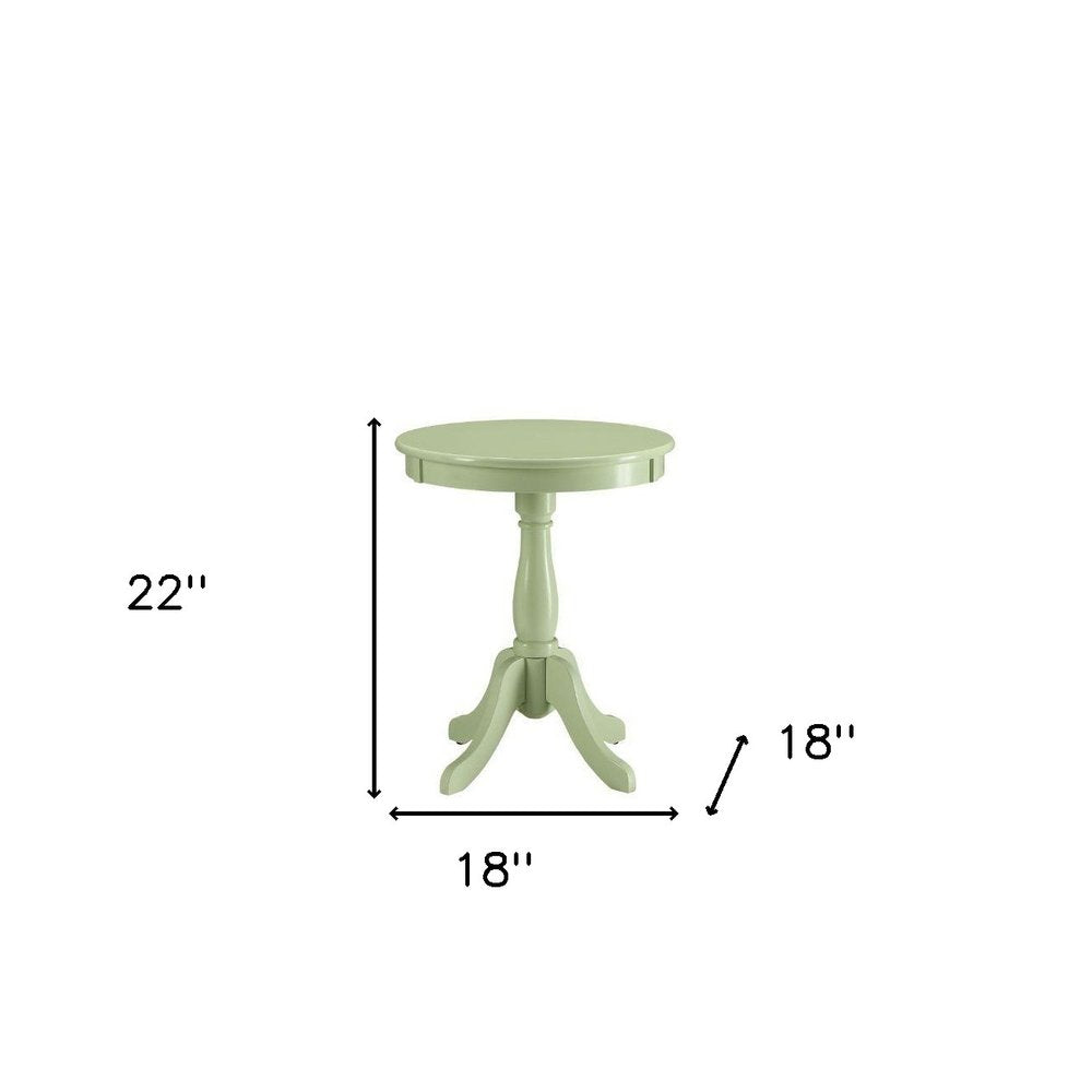 22" White Wood Round Pedestal End Table