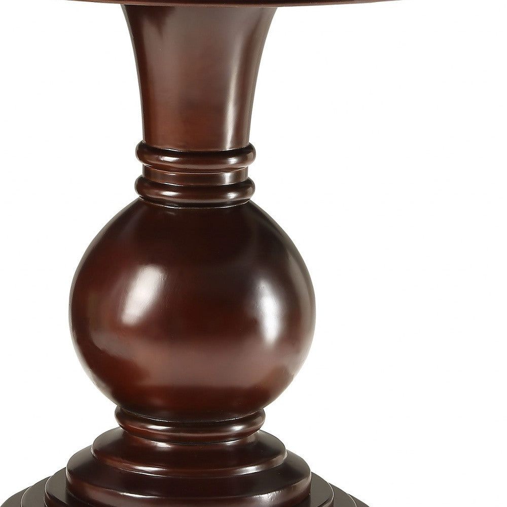 26" Brown Solid Wood Round End Table