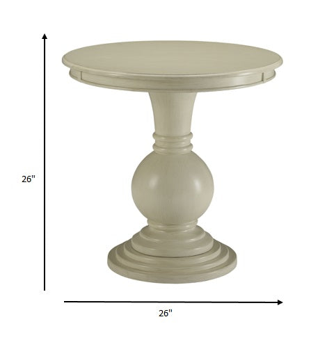 26" Brown Solid Wood Round Pedestal End Table