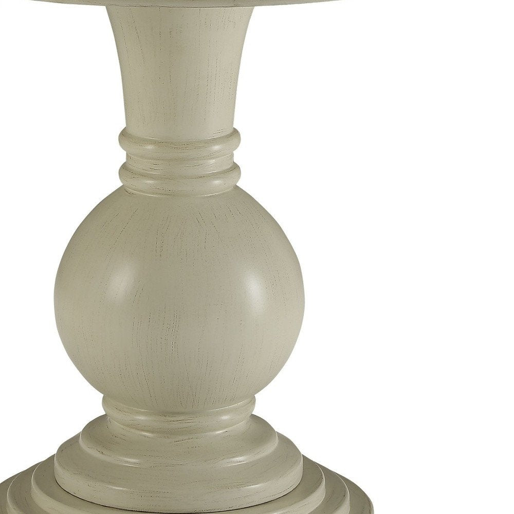 26" Brown Solid Wood Round Pedestal End Table