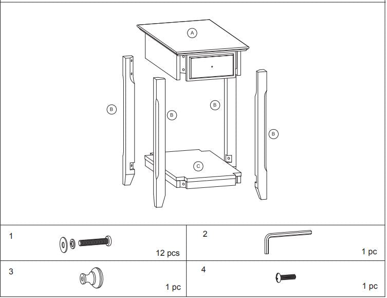 23" White Solid and Manufactured Wood End Table With Drawer And Shelf