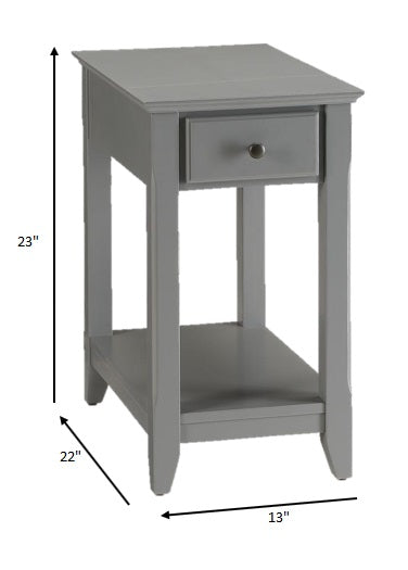 23" White Solid and Manufactured Wood End Table With Drawer And Shelf