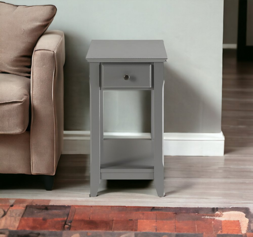 23" White Solid and Manufactured Wood End Table With Drawer And Shelf