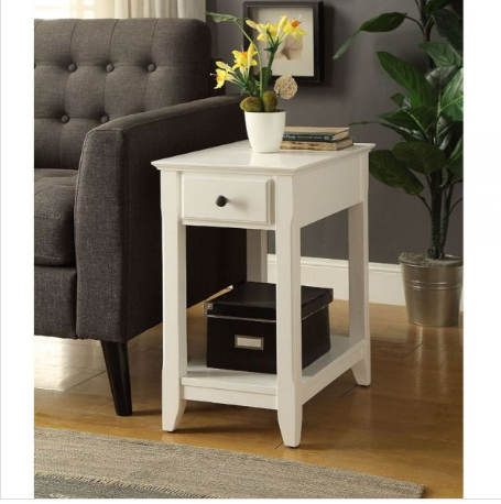 23" White Solid and Manufactured Wood End Table With Drawer And Shelf