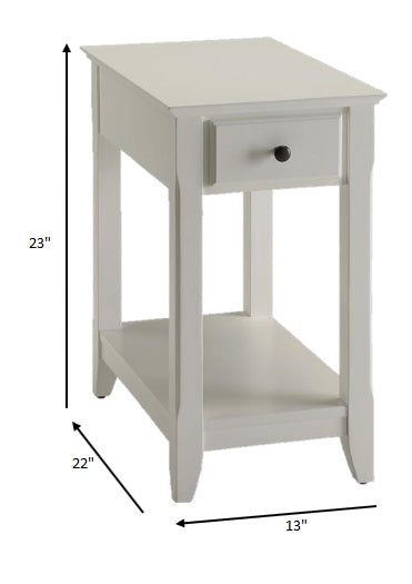 23" White Solid and Manufactured Wood End Table With Drawer And Shelf