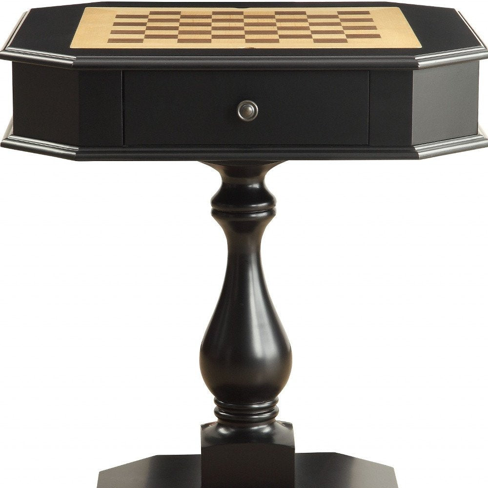 28" Brown Cherry Octagonal Game Table With Drawer