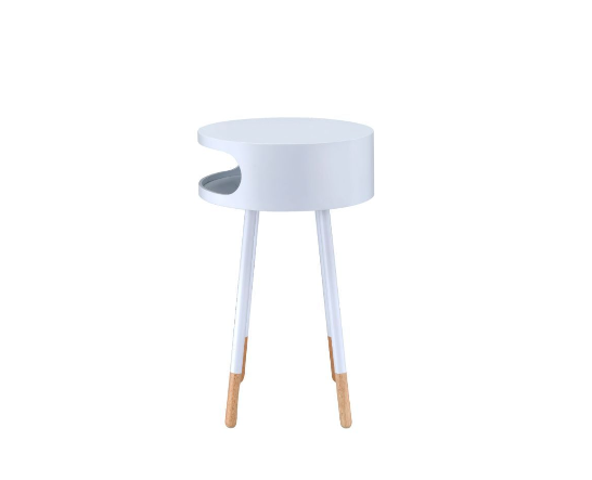 Bentwood White Retro Round Wooden End Table