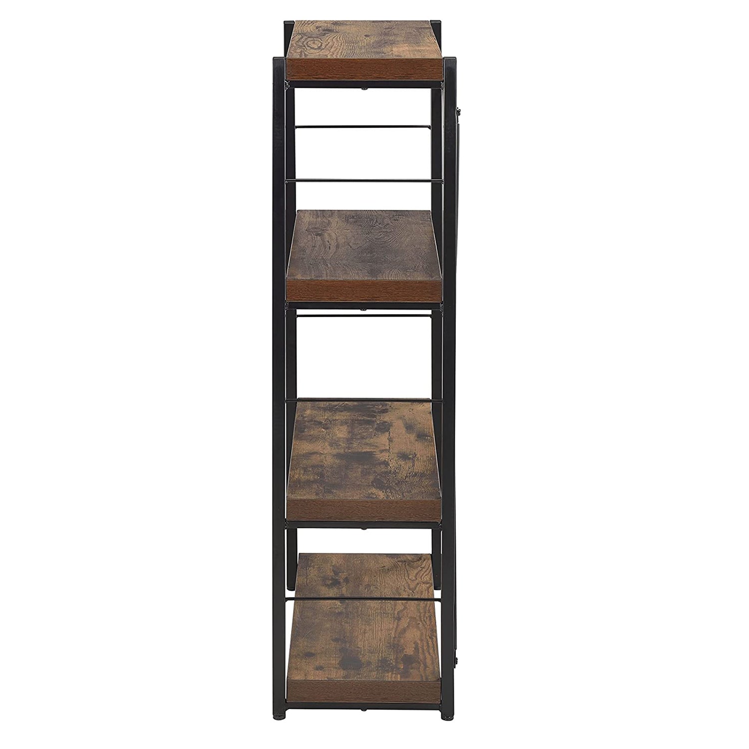 43" Brown and Black Metal and Wood Three Tier Etagere Bookcase